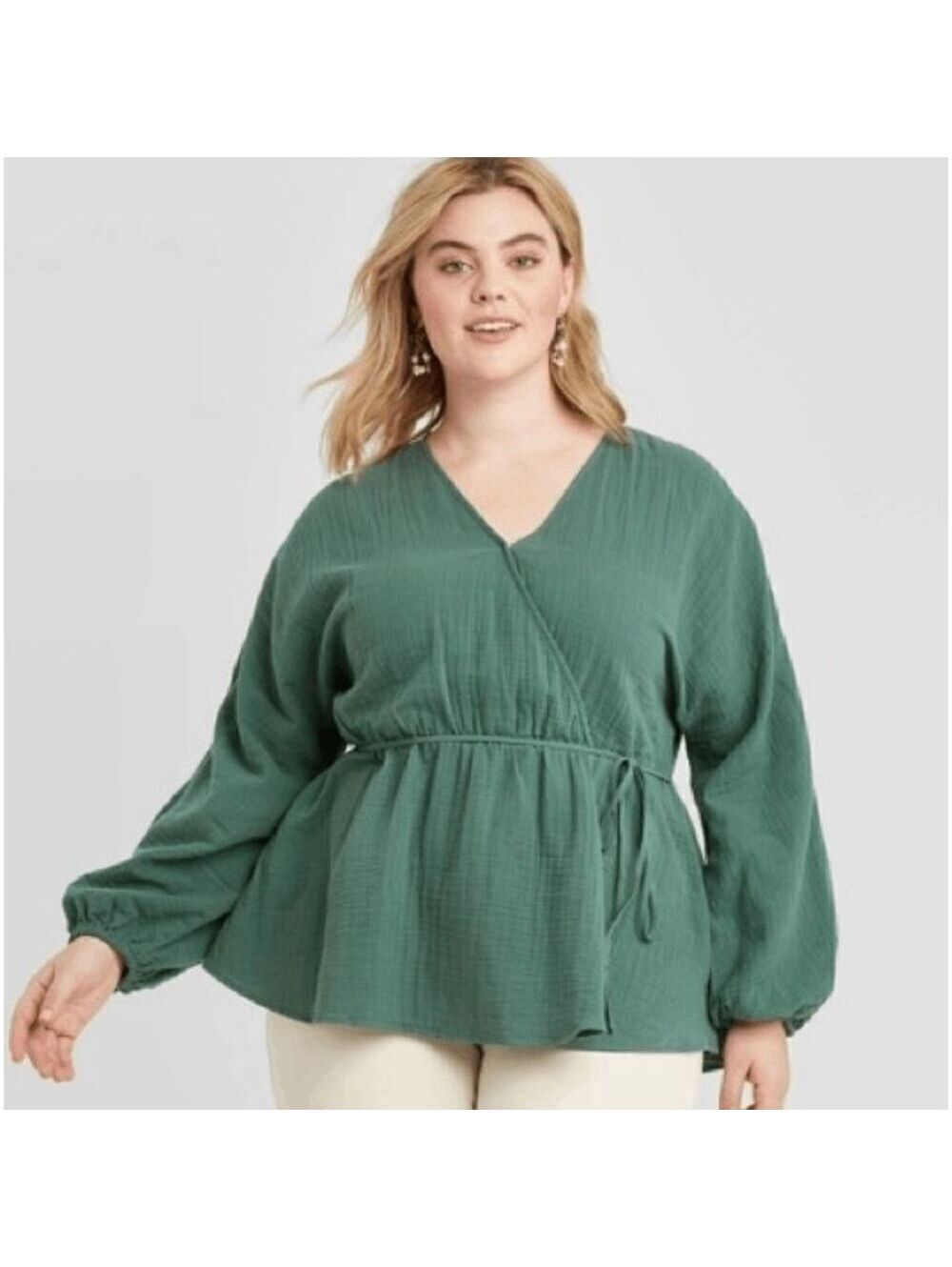 Ava & Viv Green Blouse Plus Size US 3X